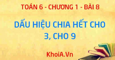 Dấu hiệu chia hết cho 3, dấu hiệu chia hết cho 9 - Lý thuyết Toán 6 bài 8